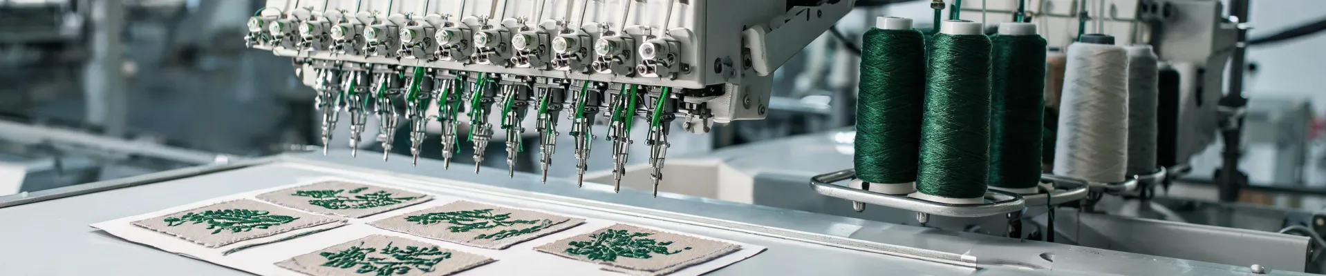Industrial embroidery workflow editorial image